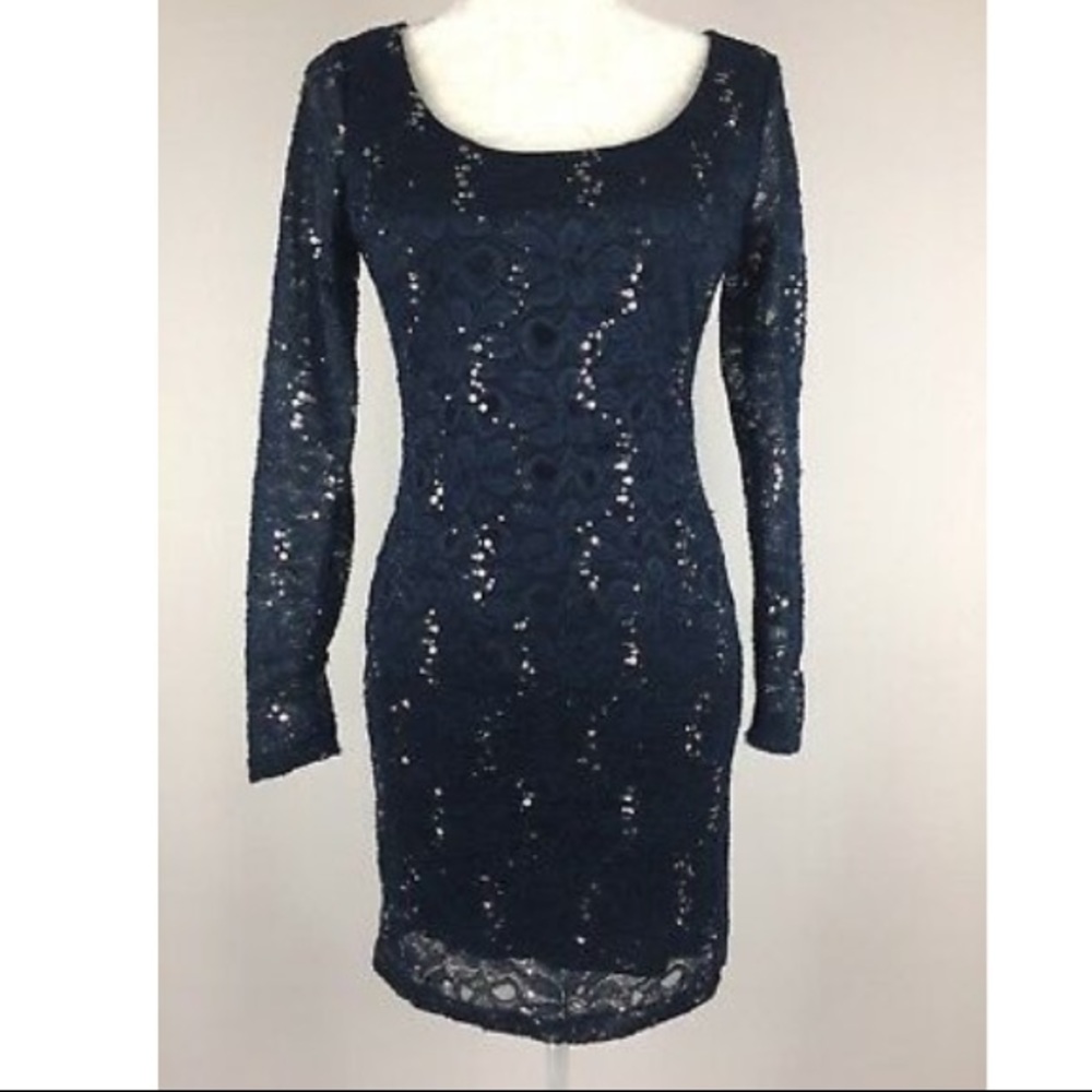 Ruby Rox Blue Lace Sequin Dress - Picture 2 of 6